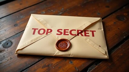 Unveiling confidential information in a top secret document with wax seal on a wooden desk surface - Powered by Adobe