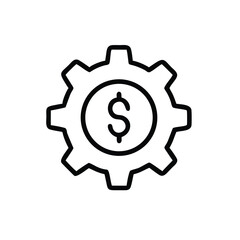 Gear with dollar sign icon representing financial operations or business mechanics