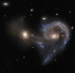Interacting galaxies Arp 107 in constellation Leo Minor.