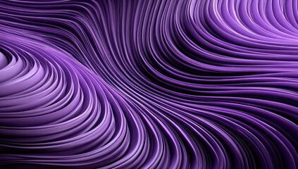 Abstract wavy purple design with layered ribbons.