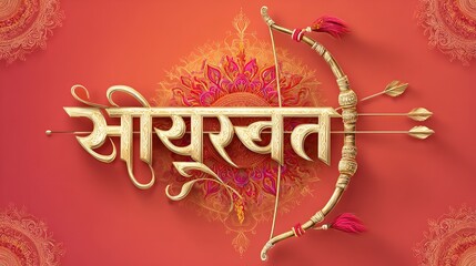 Festive hindu celebration with bow and arrow illustration for auspicious occasion design element