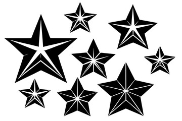 Vector art of silhouette of set of  different stars icon 