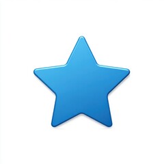 Obraz premium Simple Glossy Blue Star on White Background
