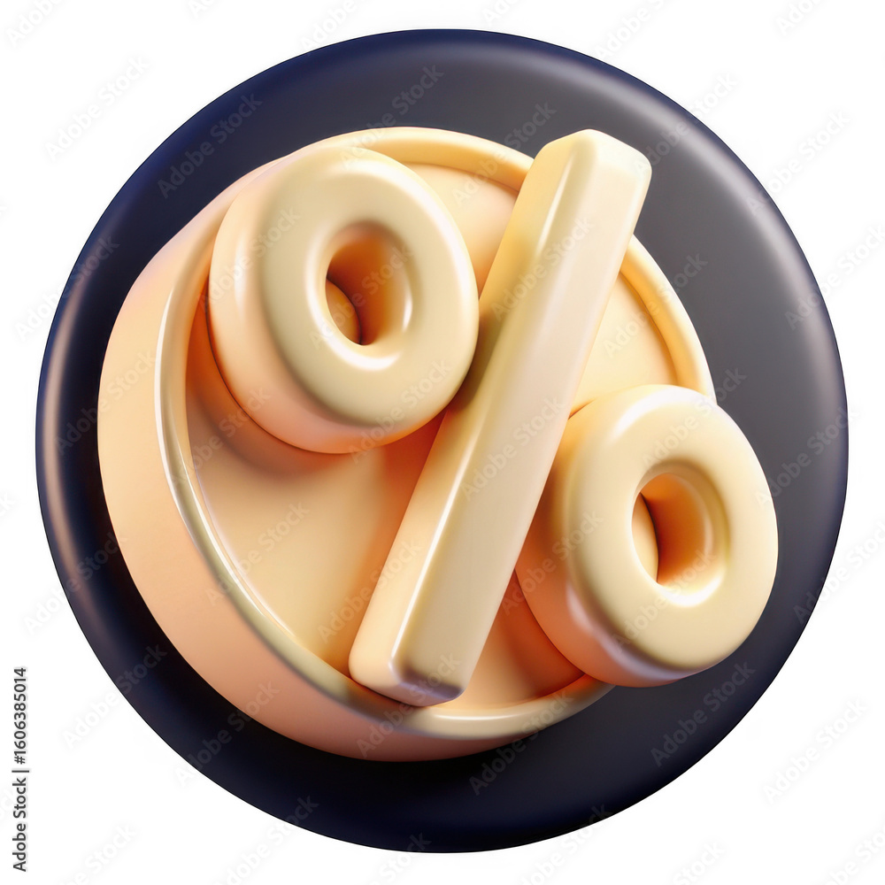 Poster 3d percentage symbol icon realistic render isolated on transparent background