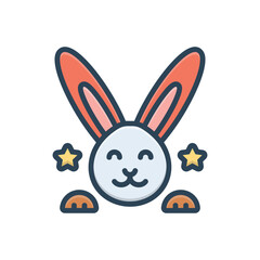 Color illustration icon for easter bunny
