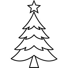 Obraz premium Simple line art christmas tree isolated on white background