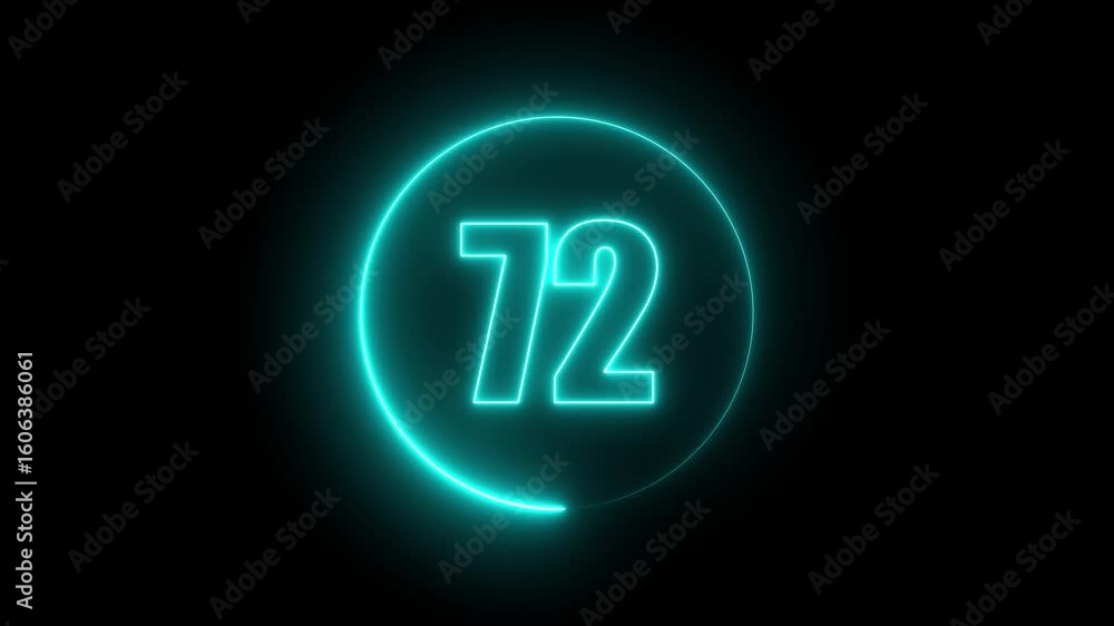 Poster text in a glow ring neon 3dcircle text animation by cyan color neon on black background. 4k video an