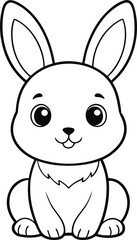 Obraz premium A cute cartoon baby bunny with long ears and a pink nose, perfect for Easter illustrations or fun animal designs
