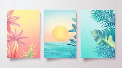 Summer sale banner set tropical summer background sale template special offer for social network stories collection