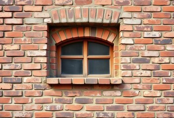 Recessed bricked-up window, aged mortar, weathered brick,  aged,  grunge