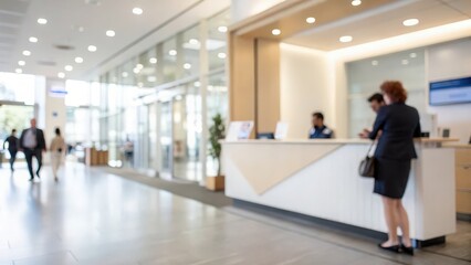 Modern Bank Reception Blur – Defocused Image of Entry and Help Desk

