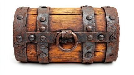 Aged wooden chest with rusted metal bands