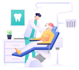 Dentist Checking Patient Illustration