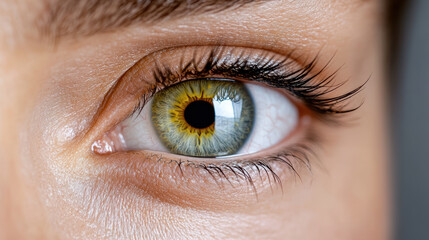 Obraz premium Macro eye detail with vibrant colors and natural moisture, showcasing subtle veins and texture