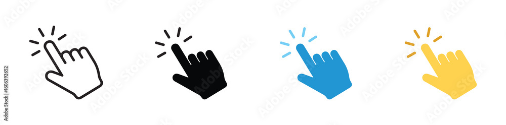 Poster hand click icon set. pointer sign and symbol. hand cursor icon ,