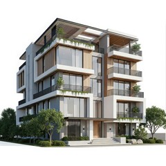 Obraz premium Contemporary luxury apartment building with balconies and modern design elements 