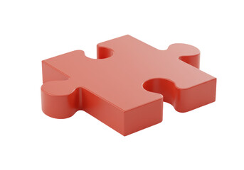 Isolated Single Red Puzzle Piece