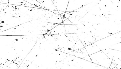 Grunge black and white crack paper texture design, overlay textures stamp with grunge effect. Old damage Dirty grainy and scratches. Vector texture dust, transparent background 