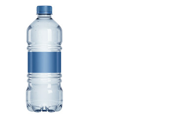 Isolated Clear Water Bottle with Blue Label Indicating Refreshment and Hydration