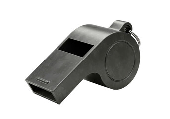 Isolated Black Plastic Sports Whistle