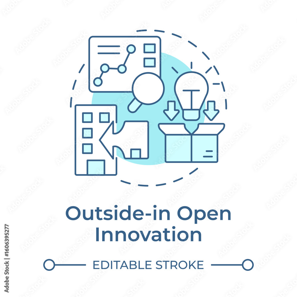 Poster outside in open innovation soft blue concept icon. absorbing development insights. fresh thinking ne