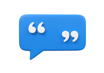 Isolated Blue Speech Bubble with Quotation Marks