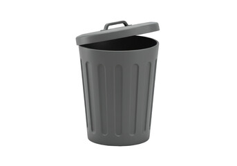 Isolated Gray Trash Can Waste Disposal Receptacle