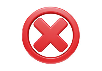 Isolated Red Circle with Cross Signifying Rejection and Cancellation
