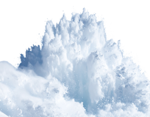 A dynamic image of an avalanche, representing natural disasters and powerful forces of nature.