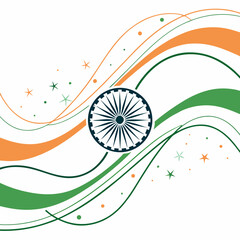 Celebrate India's Glorious Independence with the Vibrant Tricolor – A Symbol of Unity, Freedom, and Patriotism Featuring the Ashoka Chakra in Elegant Artistic Waves.

