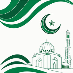 Vector illustration of a mosque with crescent moon, symbolizing peace and spirituality. Perfect for Ramadan, Eid, Islamic celebrations, religious themes, and cultural design projects.

