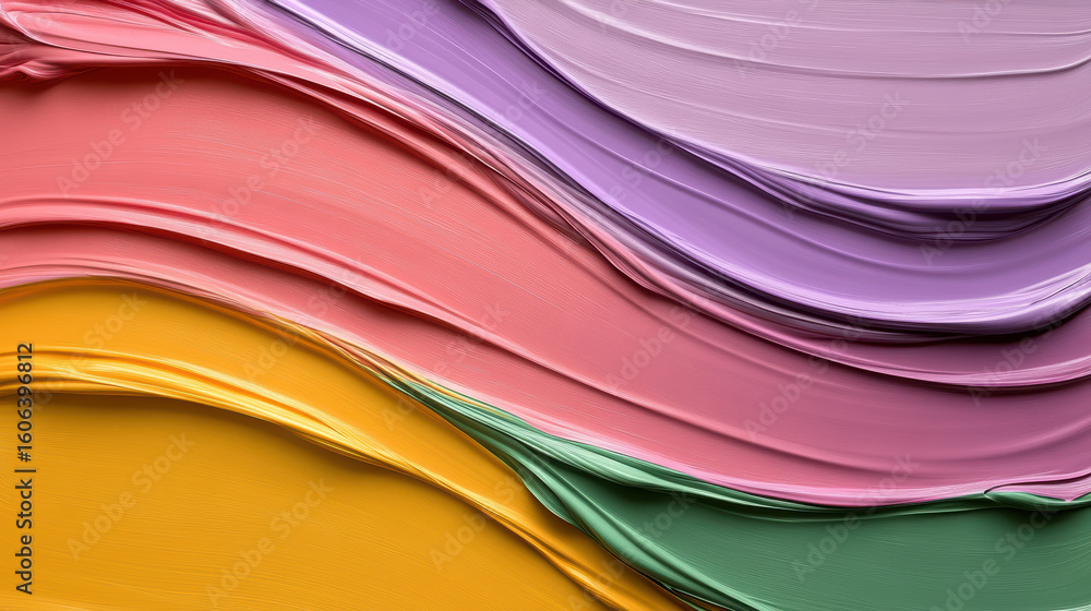 Poster colorful paint strokes create vibrant abstract design with smooth textures and flowing lines
