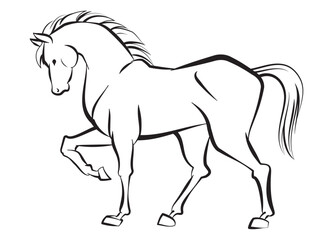 筆書き風の馬のイラスト、午年の年賀状素材