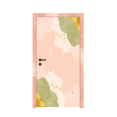 Pastel door design with gold and olive accents, interior decor concept