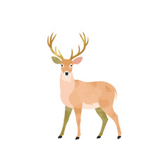 Fototapeta premium Elegant deer illustration in soft pastels with gold accents, nature concept