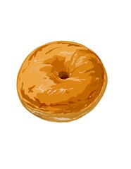 Hand drawn illustration of pastry, donut isolated on white background.