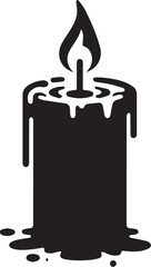 Melting wax candle vector, simple black silhouette