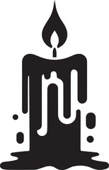Melting wax candle vector, simple black silhouette