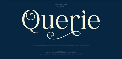 Querie, luxury modern Elegant alphabet logo font. Typography elegant style alphabet fonts for beauty, calligraphy, decorative, glamour, boutique, fashion, brand, wedding, vintage design.