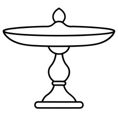 Line art of a cake stand with pedestal isolated on white background