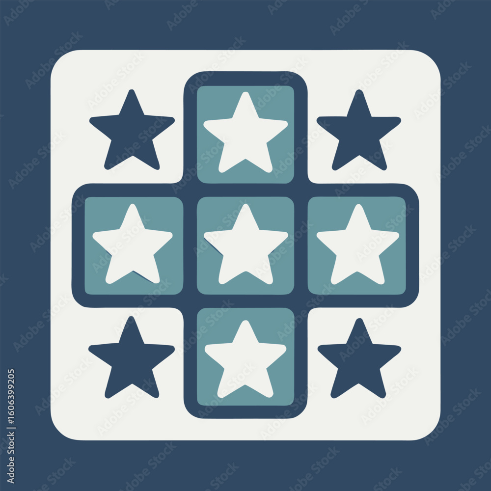 Poster abstract illustration with a collection of stars arranged within a modern geometric design showcasin