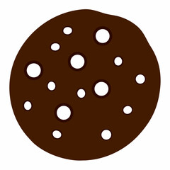 Fototapeta premium Silhouette of a chocolate chip cookie isolated on white background