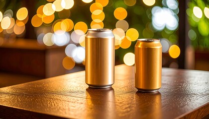 Drink cans on the cafe table