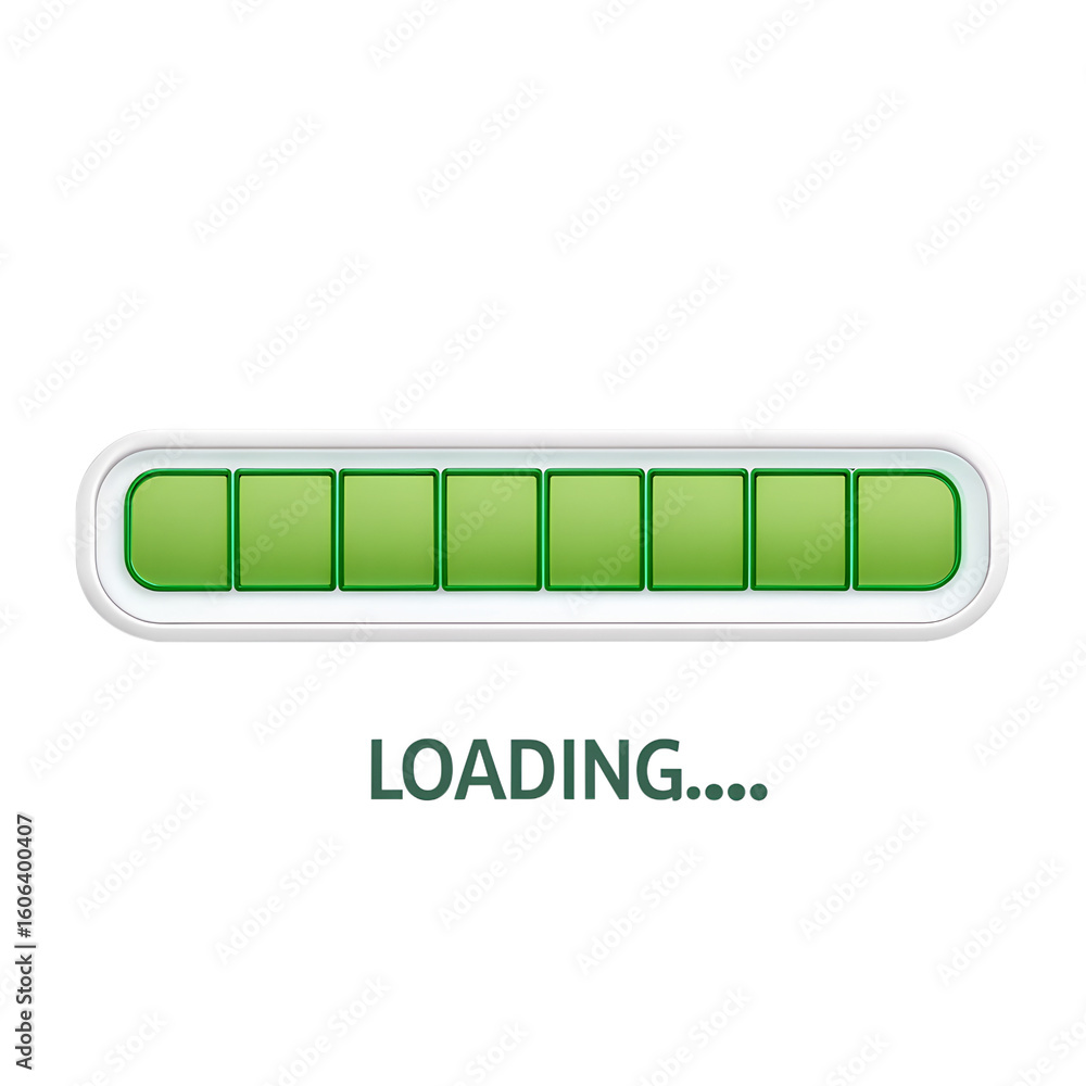 Poster a green loading bar indicating progress, isolated on transparent background