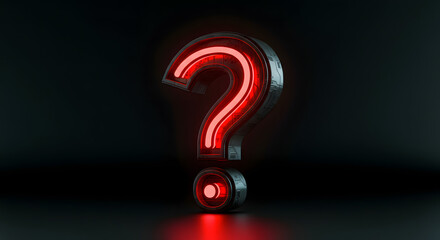 Glowing Red Neon Question Mark on Black Background