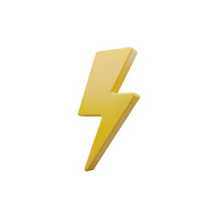 3D Gold Lightning Bolt Sign with Arrow Symbolizing Power and Success