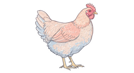 Hen illustration drawing for farm fresh food products and organic agriculture businesses, sketch style