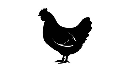 Sleek chicken silhouette for modern farm logos and food branding, clean vector design element