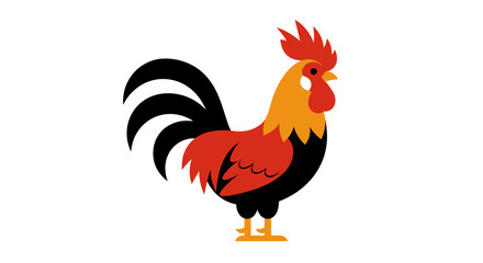 Bold rooster graphic for farm fresh branding or Chinese zodiac designs with vibrant colors and clean lines