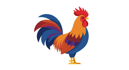 Vibrant rooster illustration with bold colors and clean lines evoking energy and rustic charm